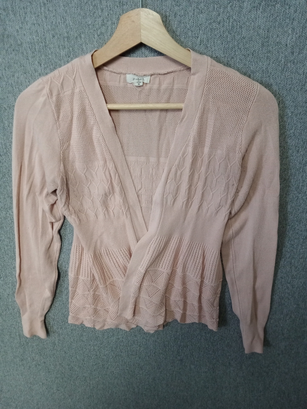 debut Blush Pink Knit Cardigan with Textured Details